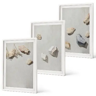 Lot de 3 tableaux décoratifs motif plage bohème avec pierres