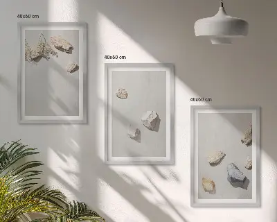 Lot de 3 tableaux décoratifs motif plage bohème avec pierres