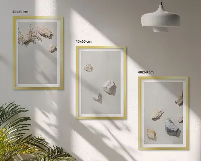 Lot de 3 tableaux décoratifs motif plage bohème avec pierres