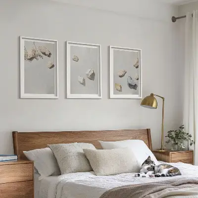 Lot de 3 tableaux décoratifs motif plage bohème avec pierres