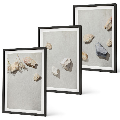 Lot de 3 tableaux pour salon Décorations de plage bohèmes en pierres