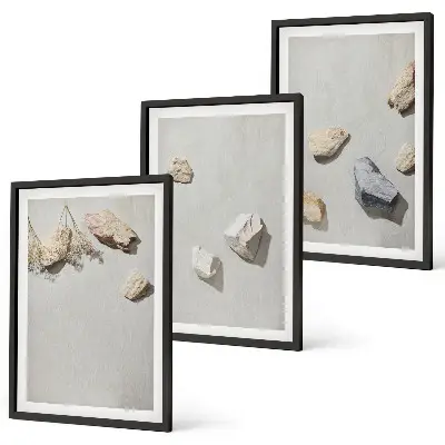 Lot de 3 tableaux décoratifs motif plage bohème avec pierres