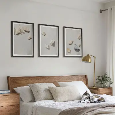 Lot de 3 tableaux décoratifs motif plage bohème avec pierres