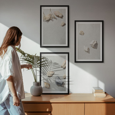 Lot de 3 tableaux pour salon Décorations de plage bohèmes en pierres
