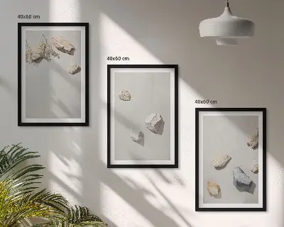 Lot de 3 tableaux décoratifs motif plage bohème avec pierres