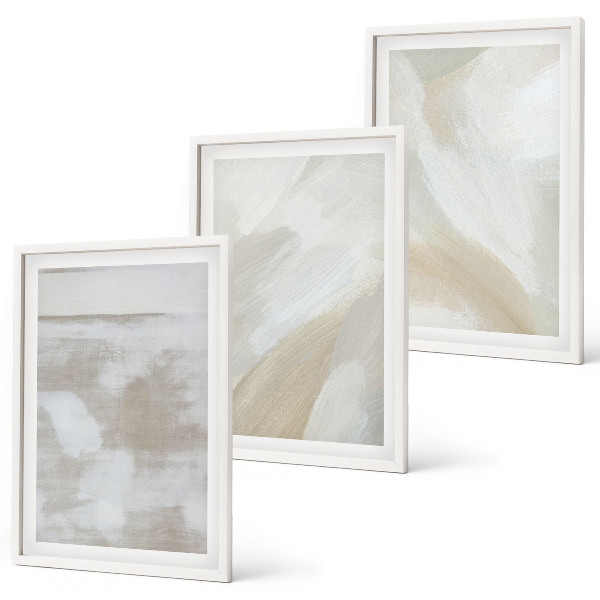 Lot de 3 tableaux pour salon Coups de pinceau abstraits