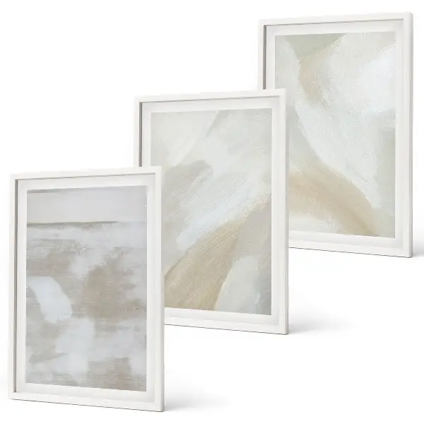 Lot de 3 tableaux pour salon motif coups de pinceau abstraits