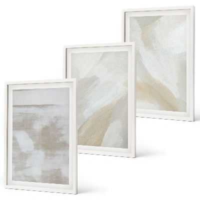 Lot de 3 tableaux pour salon Coups de pinceau abstraits