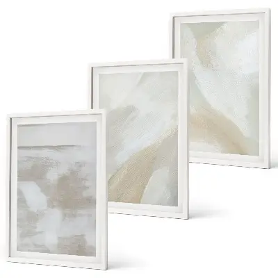 Lot de 3 tableaux pour salon motif coups de pinceau abstraits