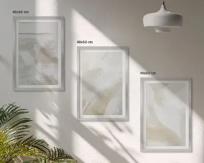 Lot de 3 tableaux pour salon motif coups de pinceau abstraits