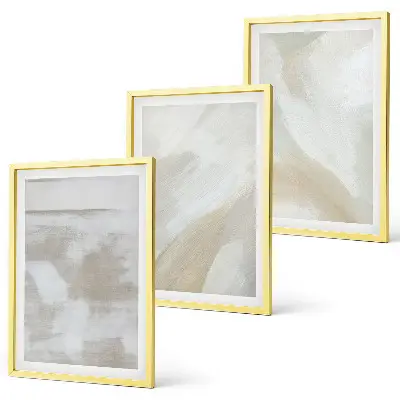 Lot de 3 tableaux pour salon motif coups de pinceau abstraits