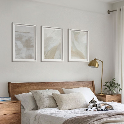 Lot de 3 tableaux pour salon Coups de pinceau abstraits