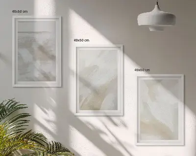 Lot de 3 tableaux pour salon motif coups de pinceau abstraits