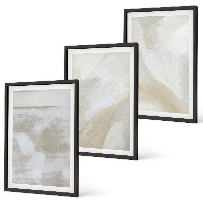 Lot de 3 tableaux pour salon Coups de pinceau abstraits