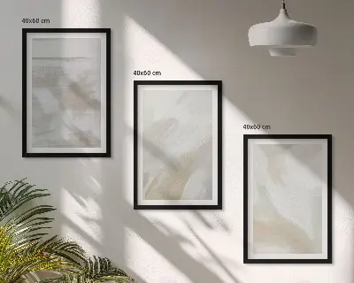 Lot de 3 tableaux pour salon motif coups de pinceau abstraits
