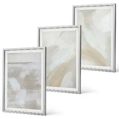 Lot de 3 tableaux pour salon motif coups de pinceau abstraits