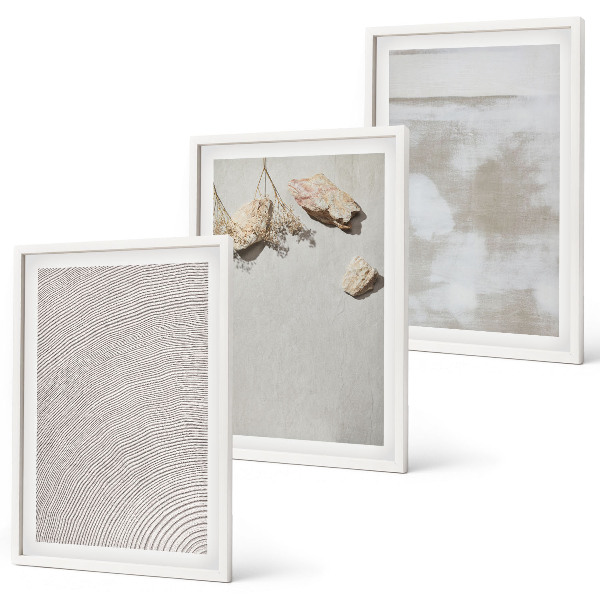 Lot de 3 tableaux pour salon Texture bohème de pierres de sable