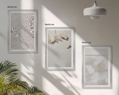Lot de 3 tableaux pour salon motif texture bohème de pierres de sable