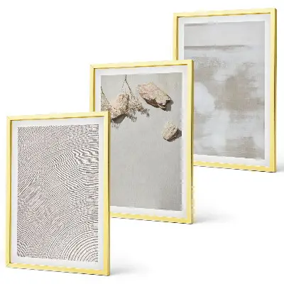 Lot de 3 tableaux pour salon motif texture bohème de pierres de sable