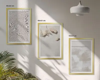 Lot de 3 tableaux pour salon motif texture bohème de pierres de sable