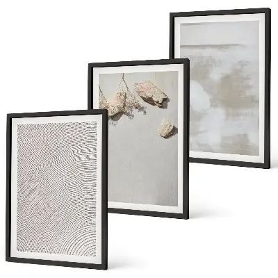 Lot de 3 tableaux pour salon motif texture bohème de pierres de sable