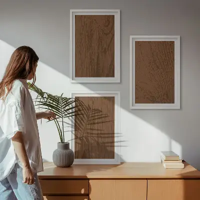 Cadre photo mural motif minimaliste écorce de bois