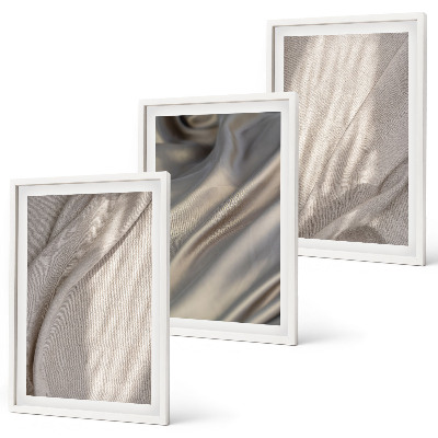 Lot de 3 tableaux pour salon Gros plan sur des tissus bohèmes naturels