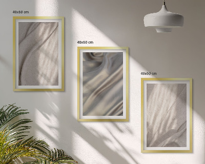 Lot de 3 tableaux pour salon Gros plan sur des tissus bohèmes naturels