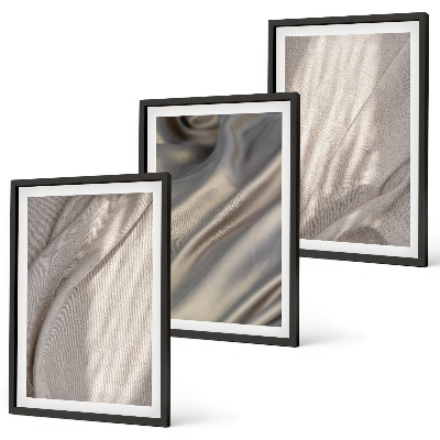 Lot de 3 tableaux pour salon Gros plan sur des tissus bohèmes naturels