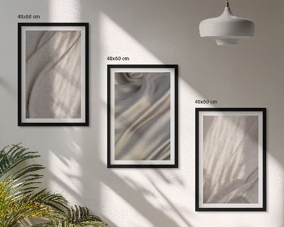 Lot de 3 tableaux pour salon Gros plan sur des tissus bohèmes naturels