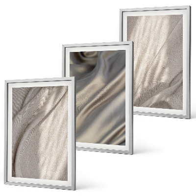 Lot de 3 tableaux pour salon Gros plan sur des tissus bohèmes naturels