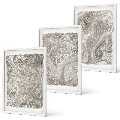 Lot de 3 tableaux pour salon Peinture aux formes modernes