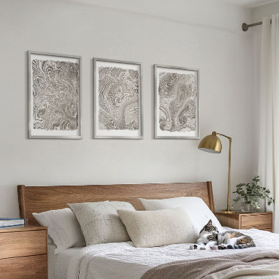 Lot de 3 tableaux pour salon Peinture aux formes modernes