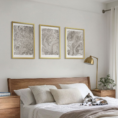 Lot de 3 tableaux pour salon Peinture aux formes modernes