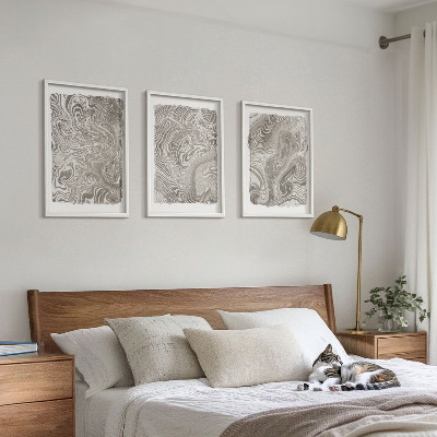 Lot de 3 tableaux pour salon Peinture aux formes modernes