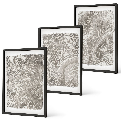Lot de 3 tableaux pour salon Peinture aux formes modernes