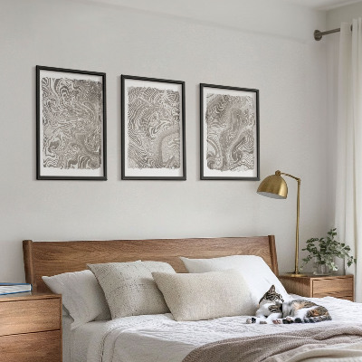 Lot de 3 tableaux pour salon Peinture aux formes modernes