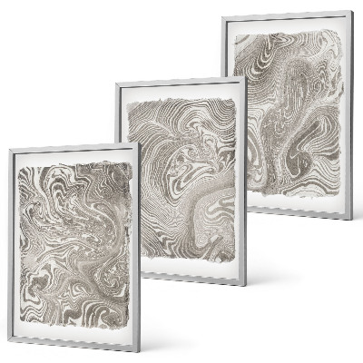 Lot de 3 tableaux pour salon Peinture aux formes modernes