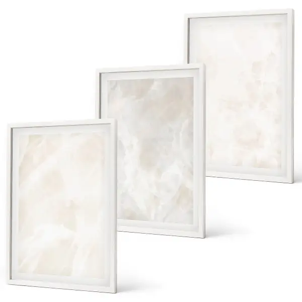 Lot de 3 tableaux pour salon avec motif de structure en marbre élégant
