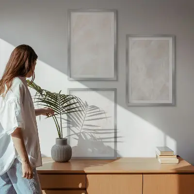 Lot de 3 tableaux pour salon avec motif de structure en marbre élégant