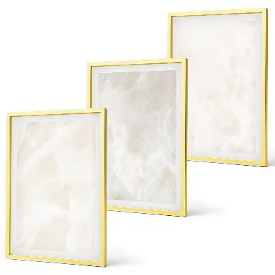 Lot de 3 tableaux pour salon avec motif de structure en marbre élégant