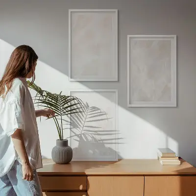 Lot de 3 tableaux pour salon avec motif de structure en marbre élégant