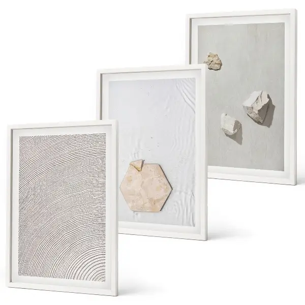 Lot de 3 tableaux pour salon motifs de textures de sable dans un style bohème clair