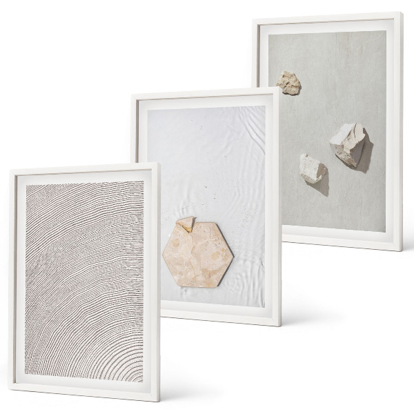 Lot de 3 tableaux pour salon Textures de sable bohème clair