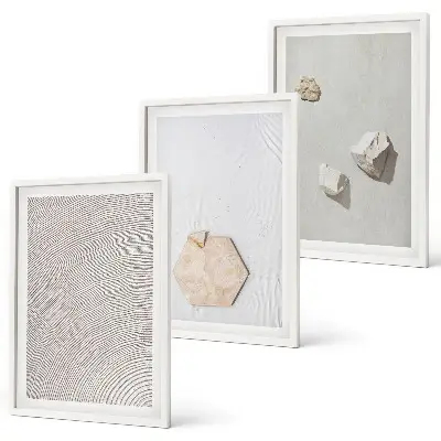 Lot de 3 tableaux pour salon motifs de textures de sable dans un style bohème clair