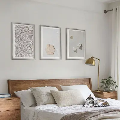 Lot de 3 tableaux pour salon motifs de textures de sable dans un style bohème clair