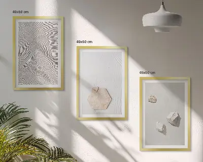 Lot de 3 tableaux pour salon motifs de textures de sable dans un style bohème clair