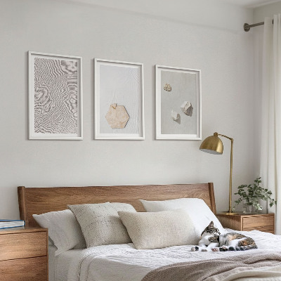 Lot de 3 tableaux pour salon Textures de sable bohème clair