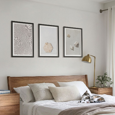 Lot de 3 tableaux pour salon Textures de sable bohème clair