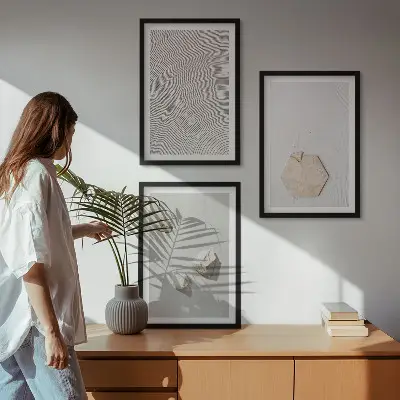 Lot de 3 tableaux pour salon motifs de textures de sable dans un style bohème clair